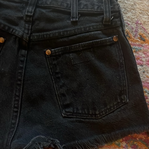 Furst of a kind denim black distressed shorts waist is 13 inches. Listing as a25 - Picture 3 of 5